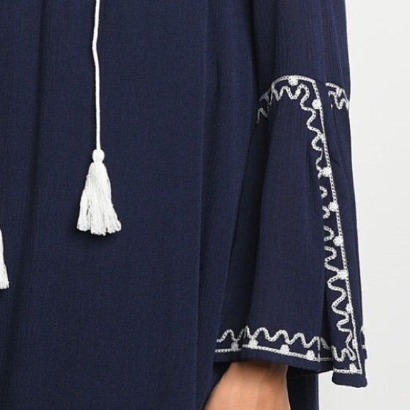 LAST Navy Embroidered Boho Tunic Dress - Picture 3 of 3